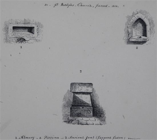 W.J. Quartermain 1859 Shoreham By Sea Churches and other local views largest approx. 21 x 27cm, unframed